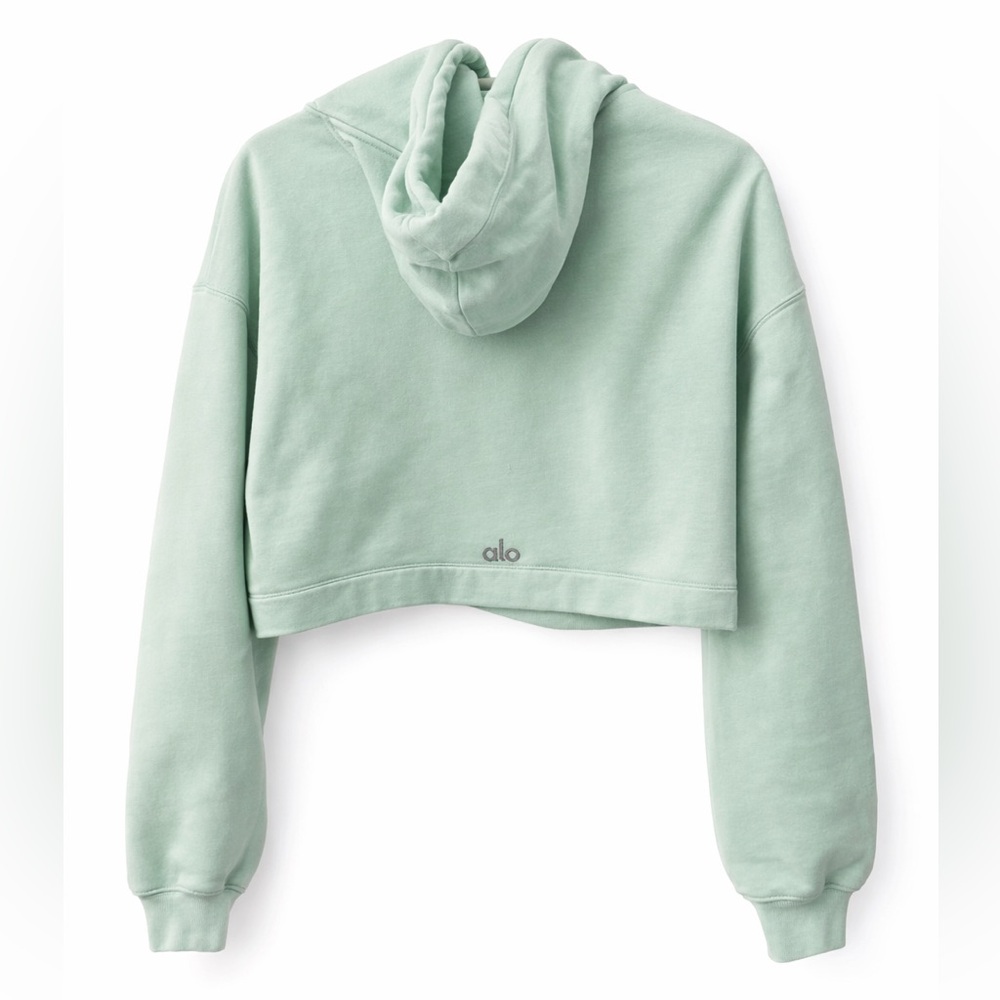 ✨ALO Yoga Cropped Hoodie in Mint - Picture 3 of 5